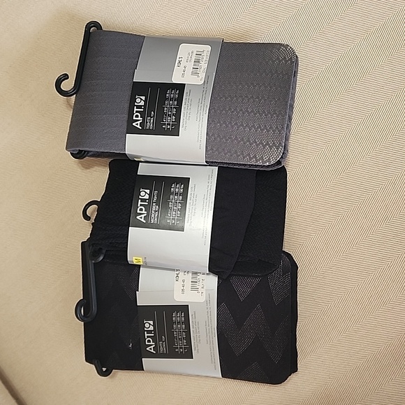 3‎ Pair APT.9 Control Top Tights Size Medium Black, Gray - Picture 2 of 9